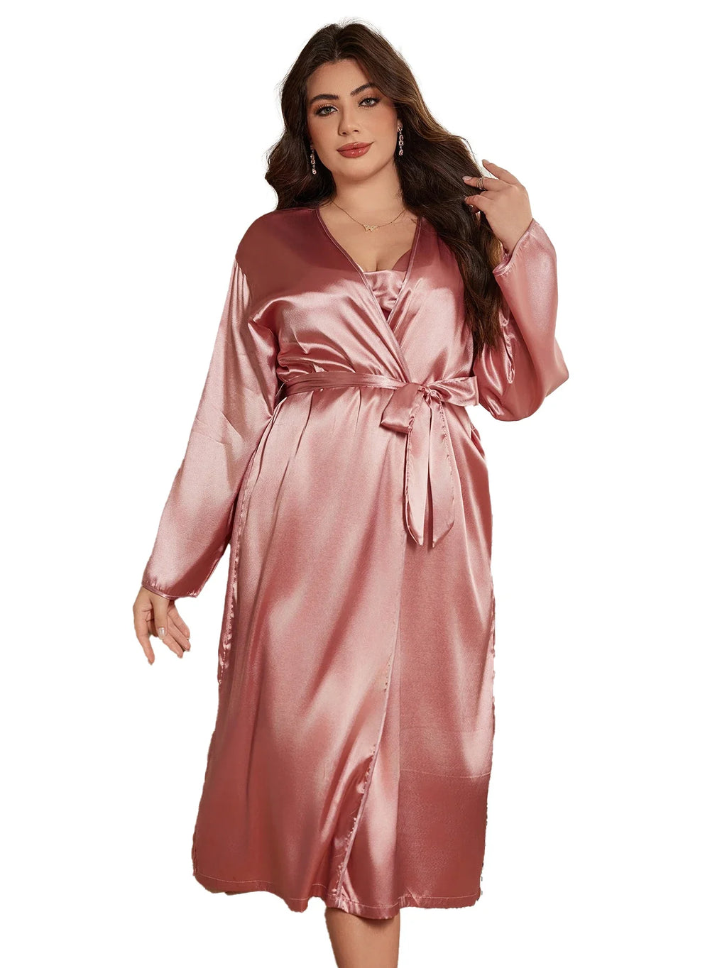 Noble And Elegant Solid Color Fashionable Nightgown Autumn And Winter Plus Size Women's Robe