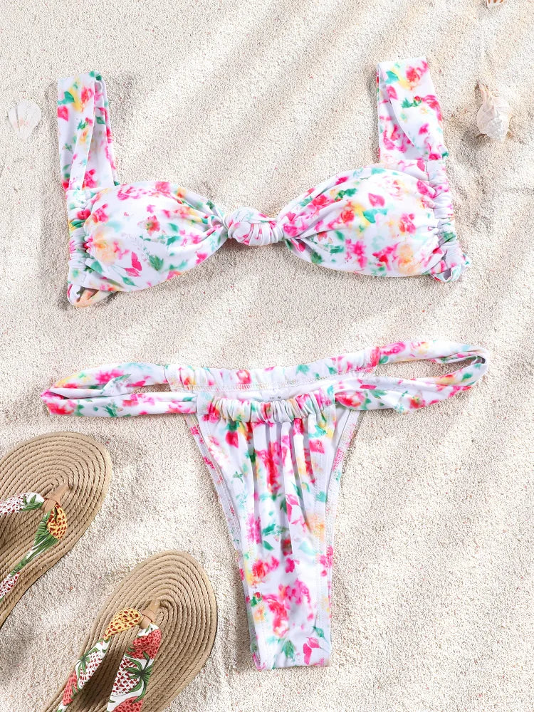 Miyouj Glitter Fabric Bikinis 2026 Sexy Bikini Set Folds Swimsuit Female Halter Bathing Suit Women Swimwear New Beachwear