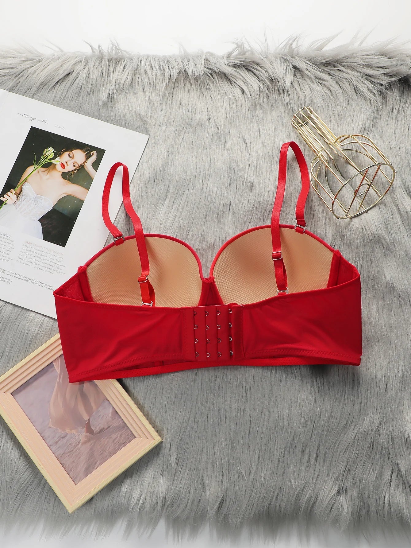 Women's sexy sequin bra with steel rims gathered push up straps adjustable close fitting underwear L2538