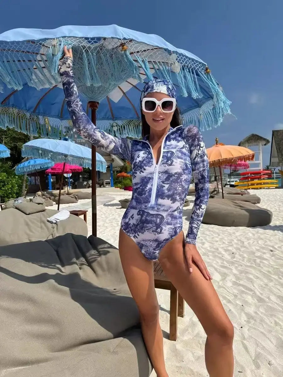 Long Sleeve One Piece Swimsuit 2026 Sexy Swimwear Women Surf Swim Suit Push Up Bathing Suit Beachwear Monokini Bath Suits