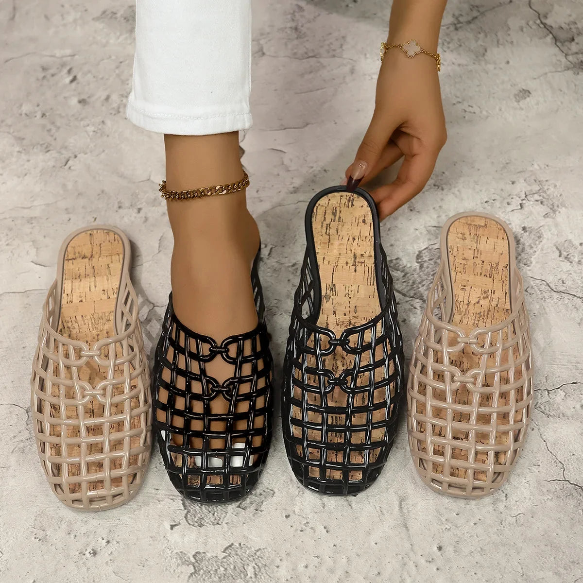 2025 New Women Fashion Slippers Summer Platform Shoes Soft PVC Slip-on Sandals Breathable Cut-out Ladies Beach Street Slides