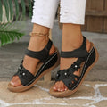 Womens Flower Wedge Sandals 2026 Summer Platform  Chunky Heel Open Toe Beach Shoes