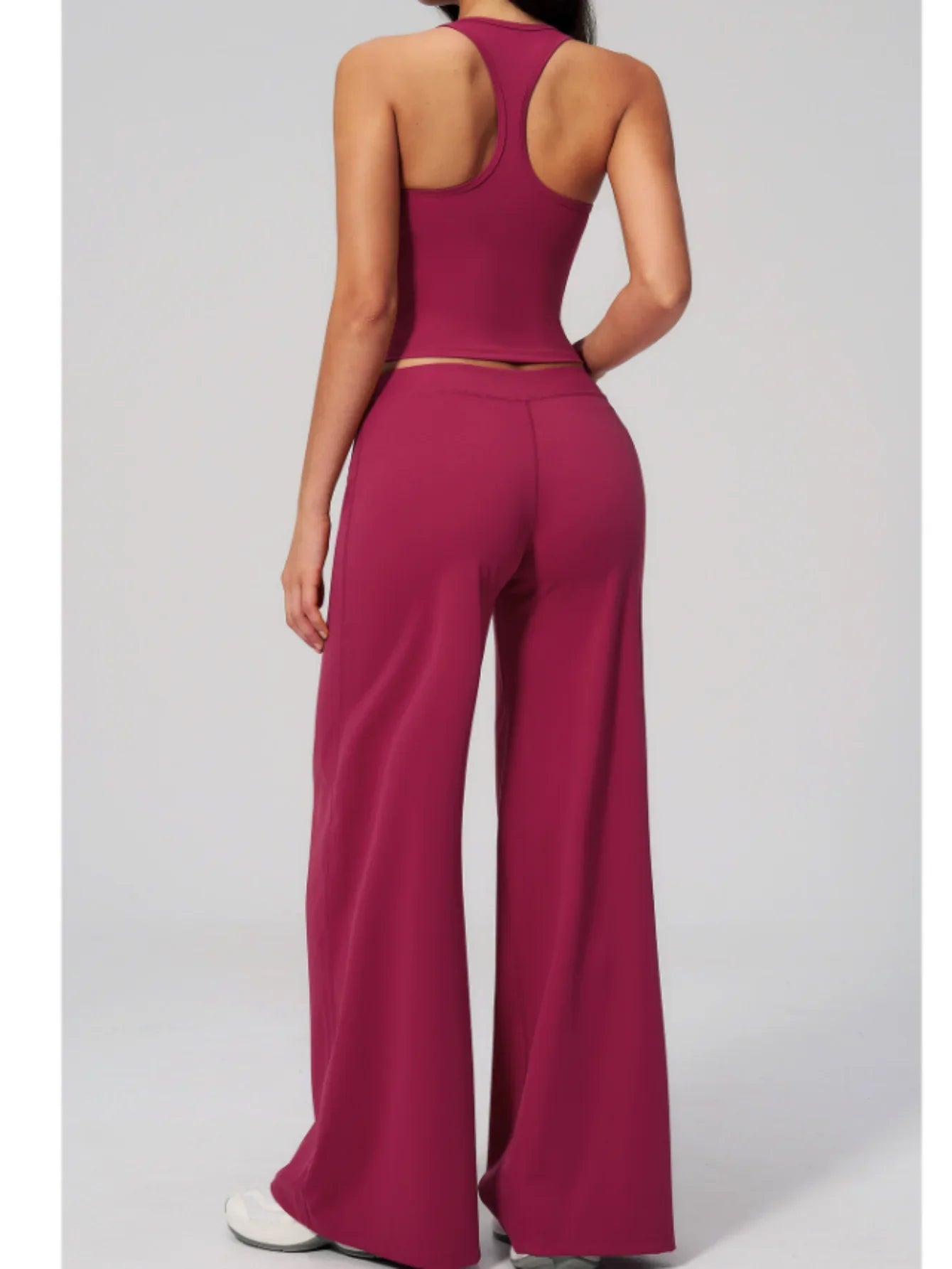 Women's Summer Two Piece Yoga Sets Slimming Sports Tank Top Lifted Buttocks High Waist Flare Pants Gym Fitness Suits Tracksuit