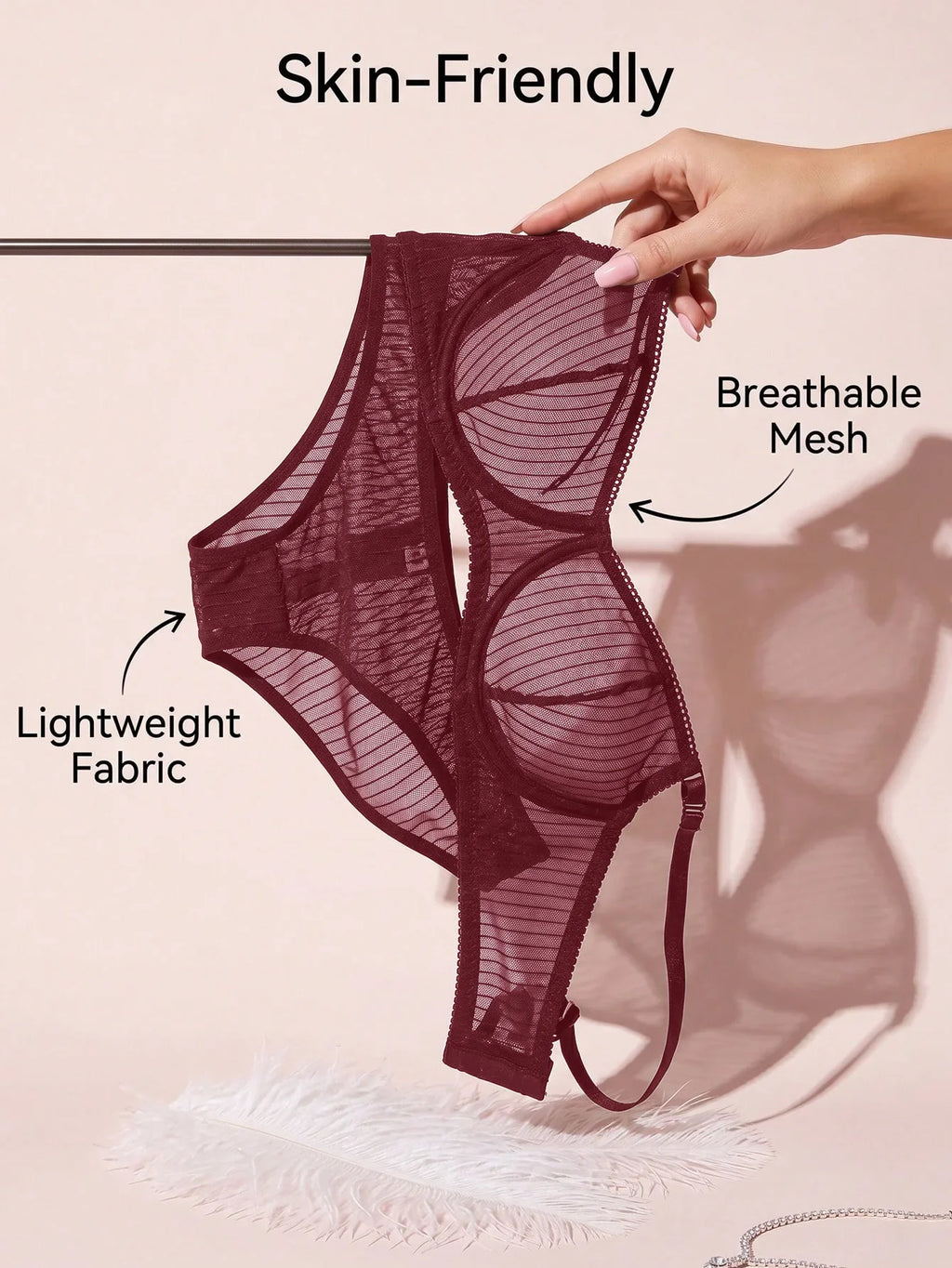 New Fashion Red lace set pretty Underwire set  Party is eye-catching lingerie Set stripe solid color Women set MR2864