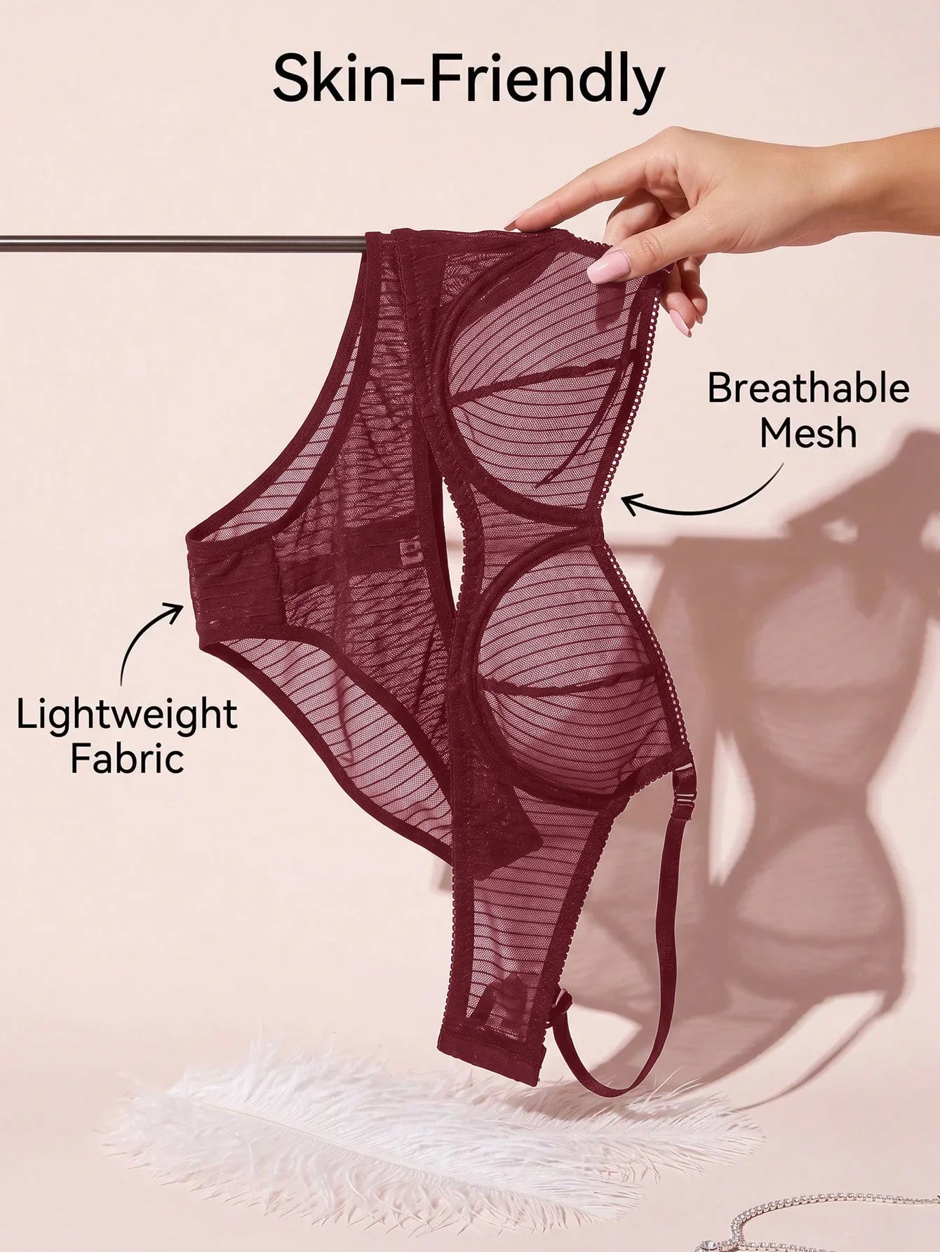 New Fashion Red lace set pretty Underwire set  Party is eye-catching lingerie Set stripe solid color Women set MR2864