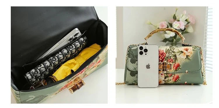 Vintage Bamboo Top Handle Bag Classic Mother Chic Lady Bags Women Shoulder Crossbody Bag Chain Bags Women's Handbags Purses