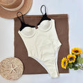 One Piece Swimsuit 2024 New Swimwear Black White Women Bathing Suit Beachwear Vintage Retro Monokini Swim Maillot de bain