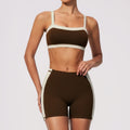 Summer Color Blocking Yoga Suit Women Shockproof Slim Sports Bra High Waist Hip Lift Shorts Gym Running Fitness Sets Tracksuit
