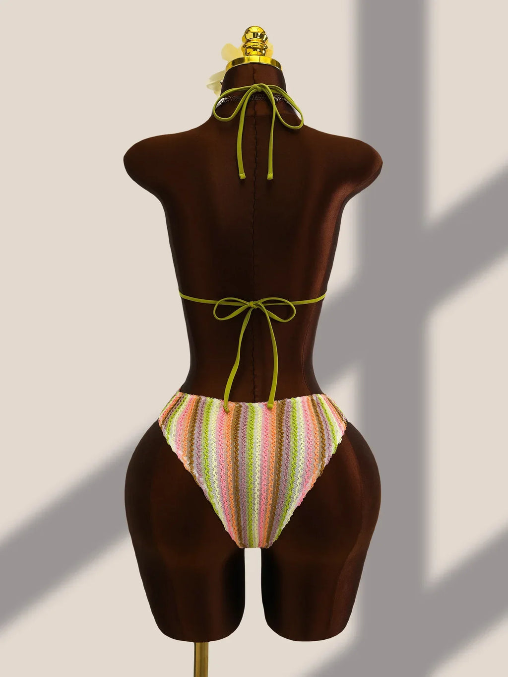 Vintage Black Striped One Piece Swimwear Women 2026 3D Metal Flower Hollow Out Backless Beach Holiday Bathing Suit Swimsuit