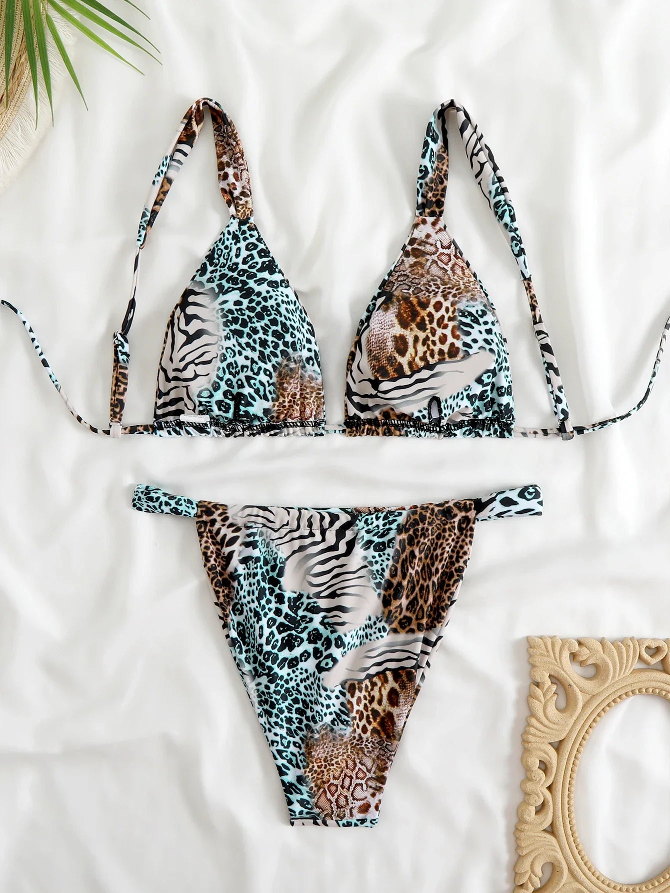 2025 Brazilian Thong Bikinis Strappy Swimsuit Women Sexy Printed Swimwear Female Bathers Swimming Bathing Swimming Swim Suit