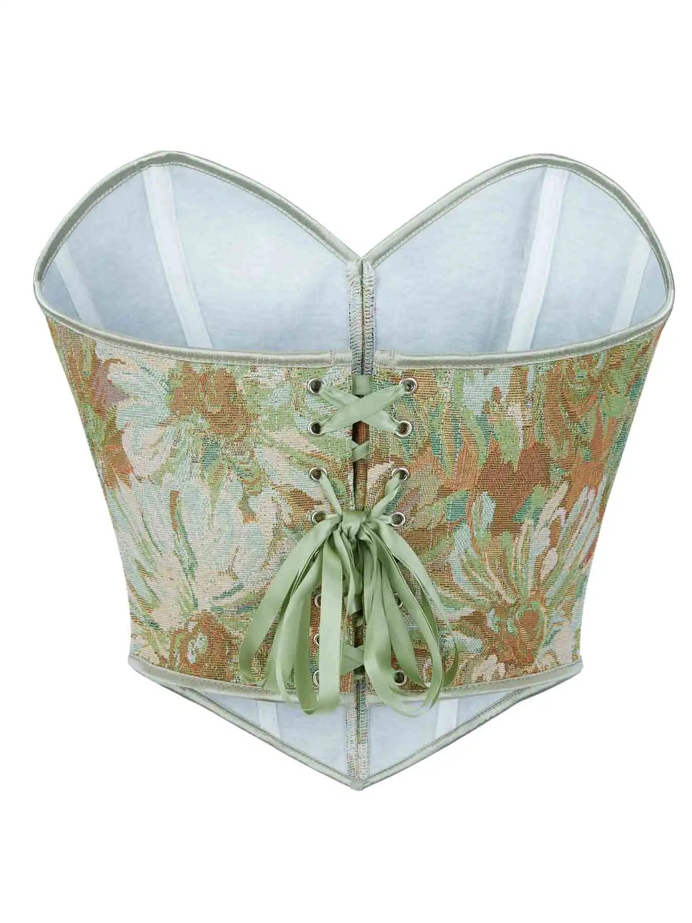 New French retro printed vest women wear fishbone corset with U-neck to gather the palace corset.