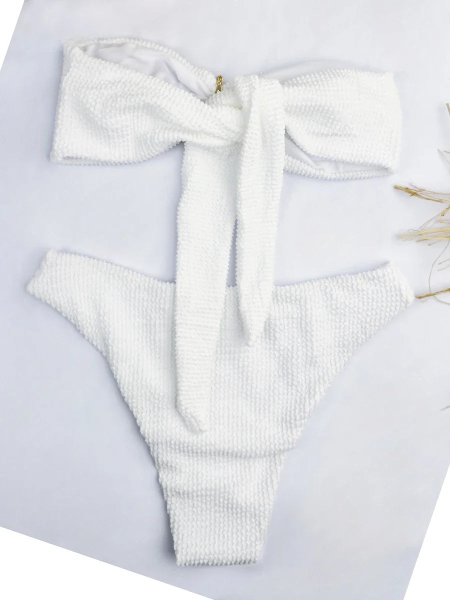 2026 Bandeau Bikinis Starfish Swimsuit Women Sexy Padded Swimwear Female Solid Beachwear Bathers Bathing Swimming Swim Suit
