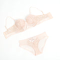 Hot Sale Pink Floral Lace Bra Set for Women Push Up Wirefree Silky Mesh Chiffon Adjustable Straps Back Closure Daily Lingerie