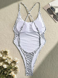 Printed Extreme Mini Micro Thong Women Swimwear One Piece Swimsuit Female Cross Back High Cut Monokini Bather Bathing Suit Swim