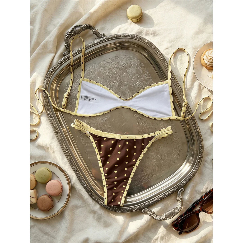 XS - L 2026 Plaid Printed Bikini Female Swimsuit Women Swimwear Polka Dot Bather Bathing Suit Swim Two-pieces Bikini set K8039