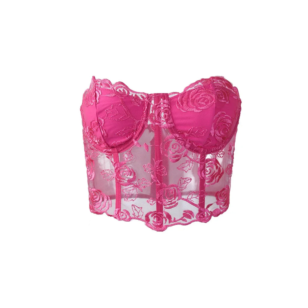 Phantasy Sexy Lace See through Crop Top Women Fashion Floral Embroidery Black Tank Top Night club Dress up 2026 Summer Outfit