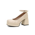 2026 Spring Style Suede Women's Thick-Soled High Heels with Ankle Buckles Women's High Heels Sizes 34 - 48
