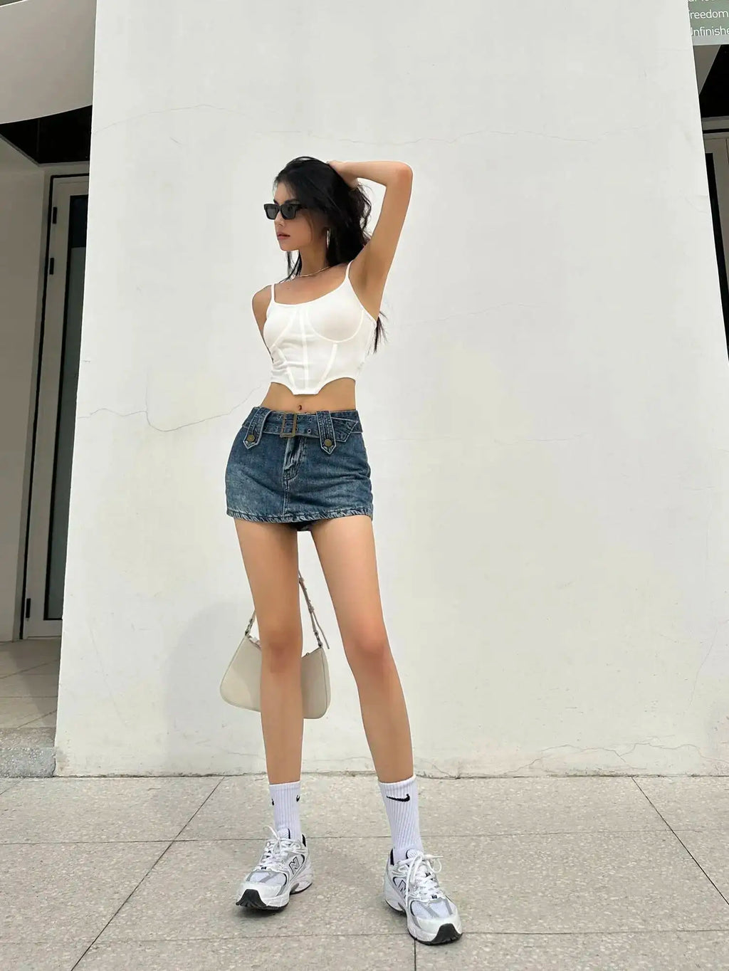 WOMENGAGA Korean Style Spicy Girl Denim Half Body Short Skirt Female Slim Tight Ultra Short A-line Slim Hip Skorts Fashion 3POJ