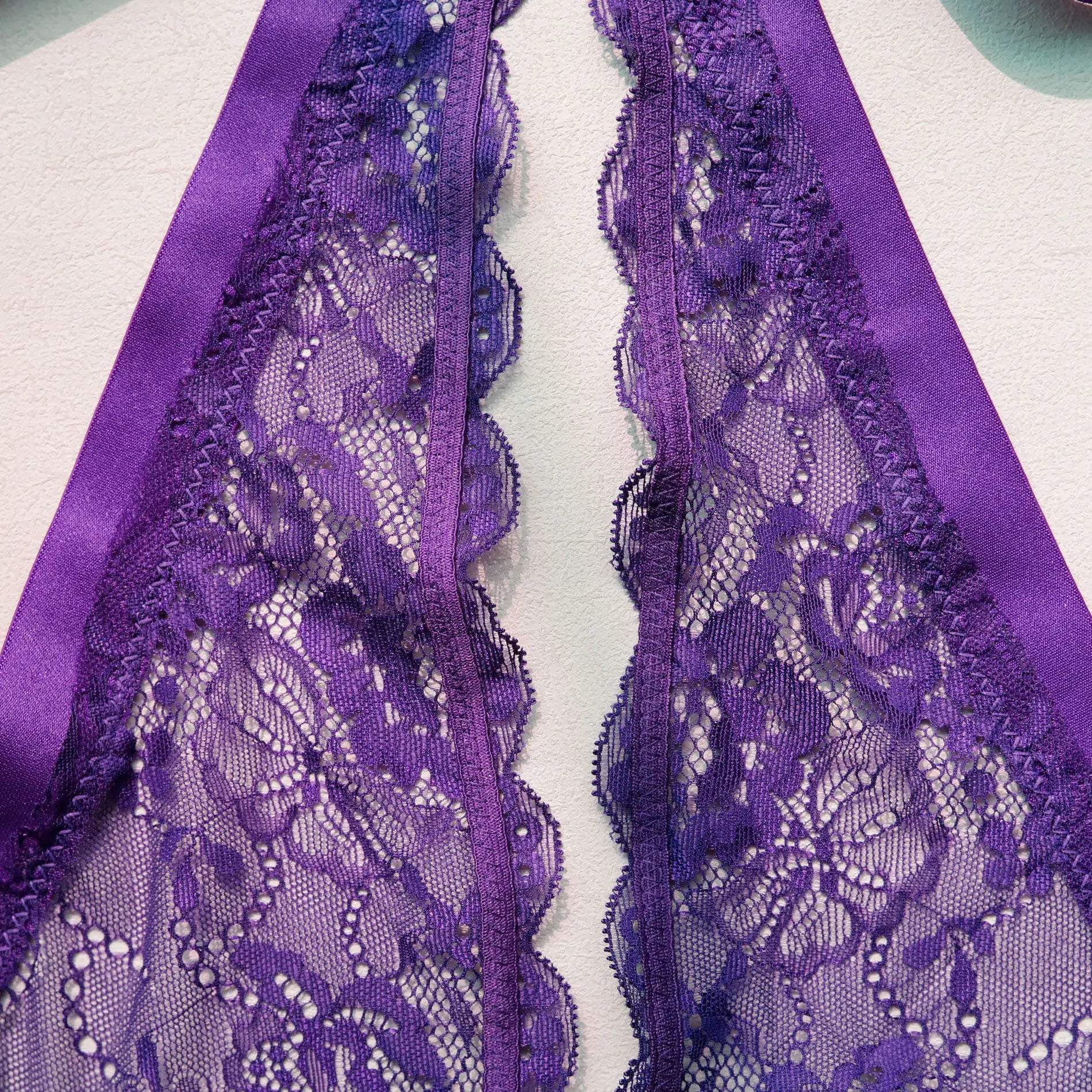 New Purple Sexy Lace Bodysuits Deep V Neck Halter Mesh Solid Color Bodysuits Charming  Pure Desire Transparent Flower Print OOB5