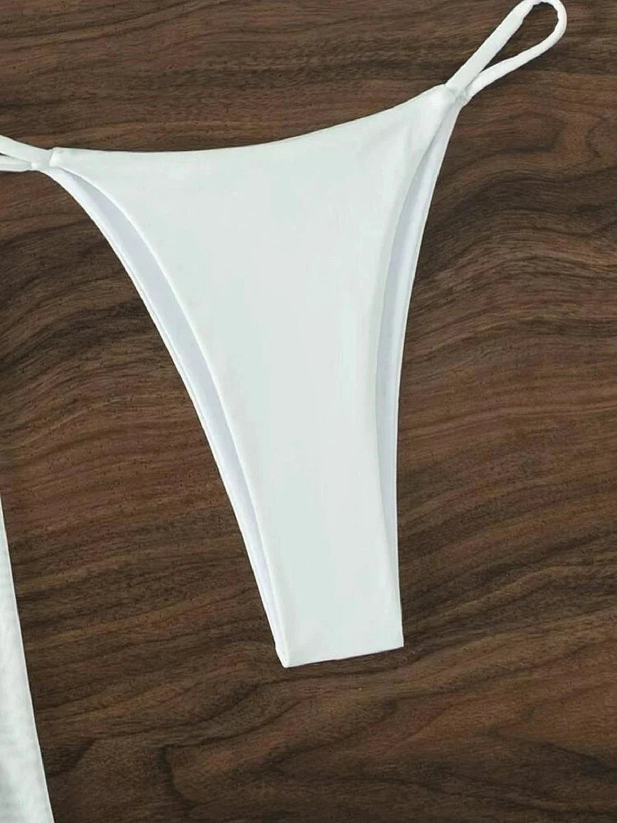 3 Piece Halter String Bikini 2026 Hollow Out Swimsuit Women Padded Swimwear Female Bathers Bathing Swimming Swim Suit Beachwear