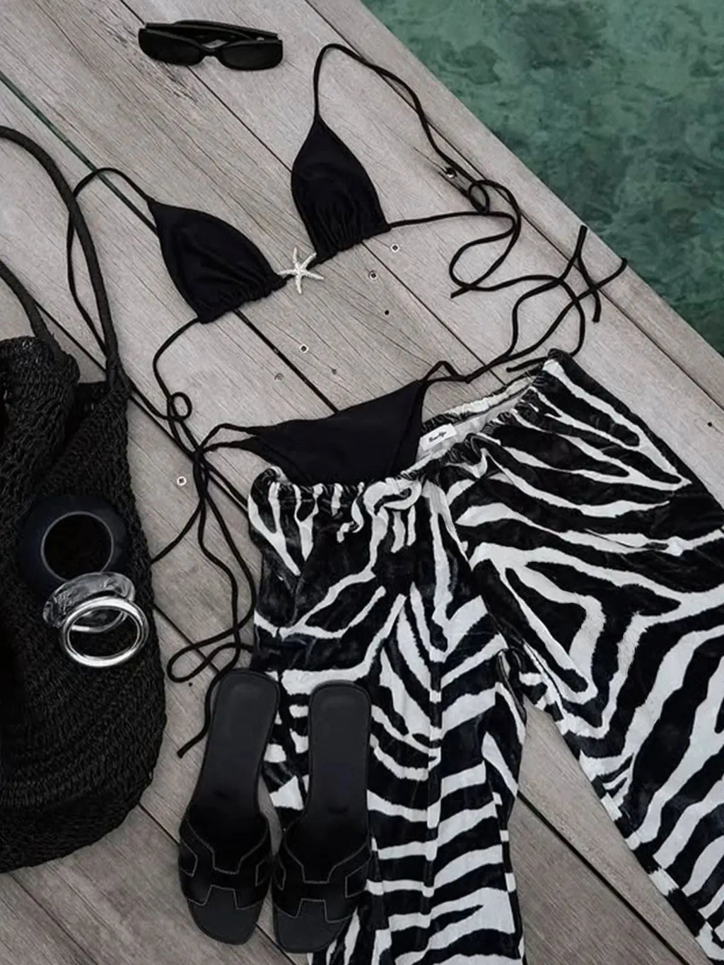 DEKA 3 Pieces Striped Pants Bikini Set Swimsuit with Cover Up kimonos Swimwear Women Bathing Suit Micro Swimming Suit Biquini