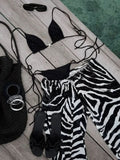 DEKA 3 Pieces Striped Pants Bikini Set Swimsuit with Cover Up kimonos Swimwear Women Bathing Suit Micro Swimming Suit Biquini