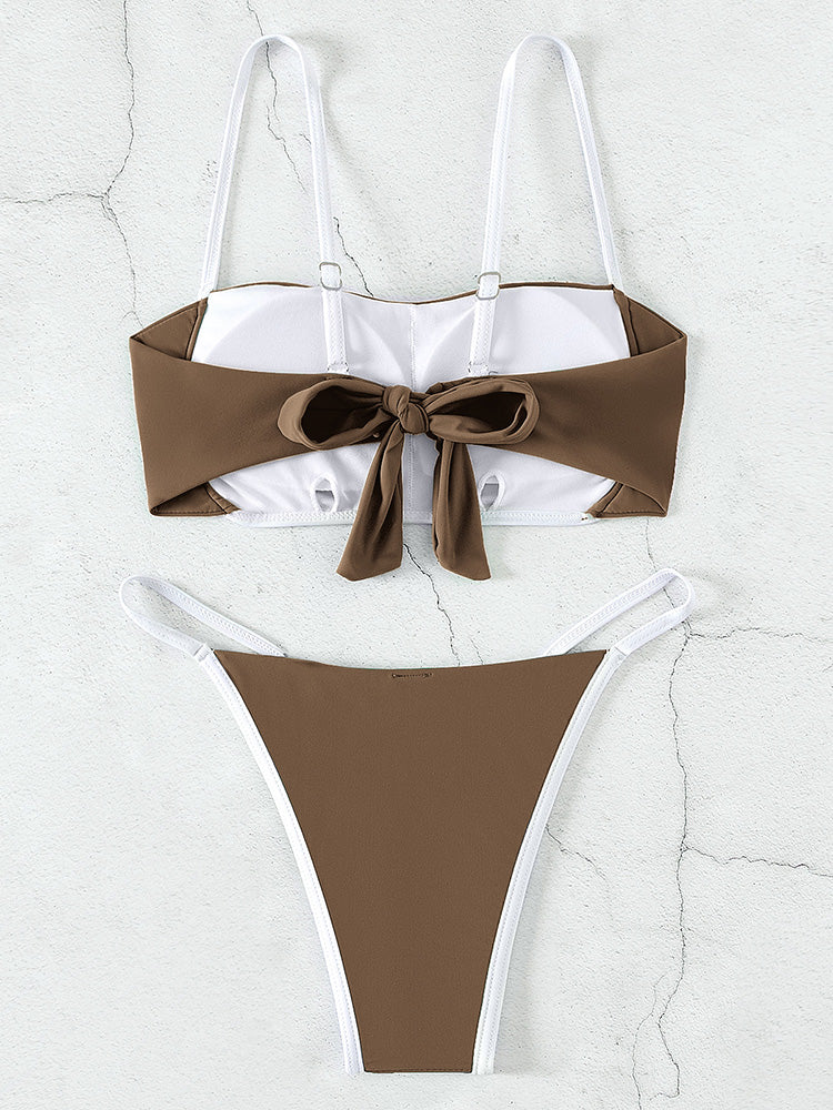 Splicing Mini Micro Thong Bikini Female Swimsuit Women Bandeau Swimwear Two-pieces Bikini Set Brazilian Bather Bathing Suit Swim