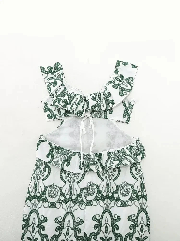 Vintage Flower Embroidery Summer Maxi Dress Women Bakless Tie Up Ruffles Long Beach Vestidos Sexy Tank Party Dresses Sundress