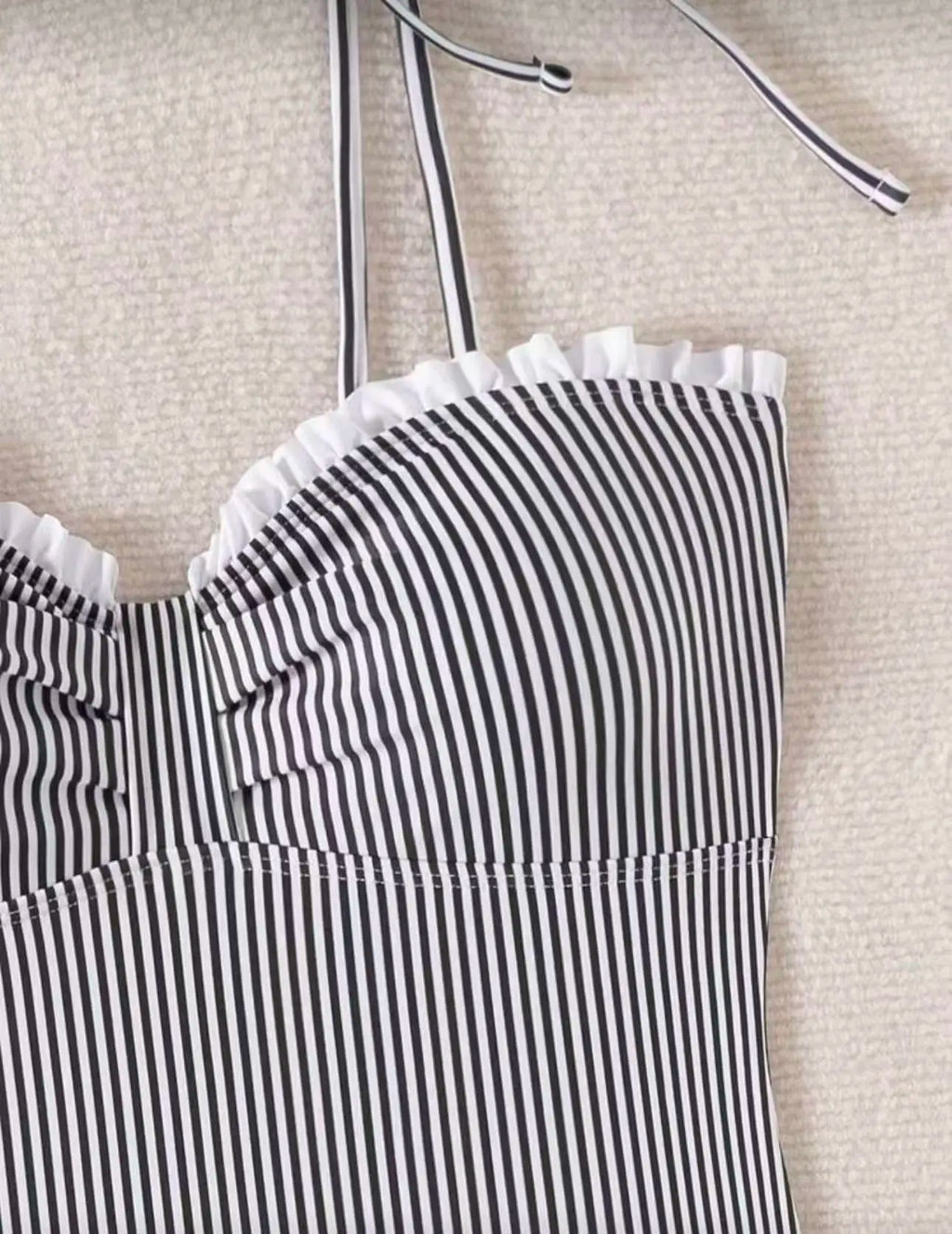 2026 Strappy Swimsuit One Piece Sexy Striped Ruffle Swimwear Women Bathers Bathing Swimming Swim Suit Padded Beachwear Summer