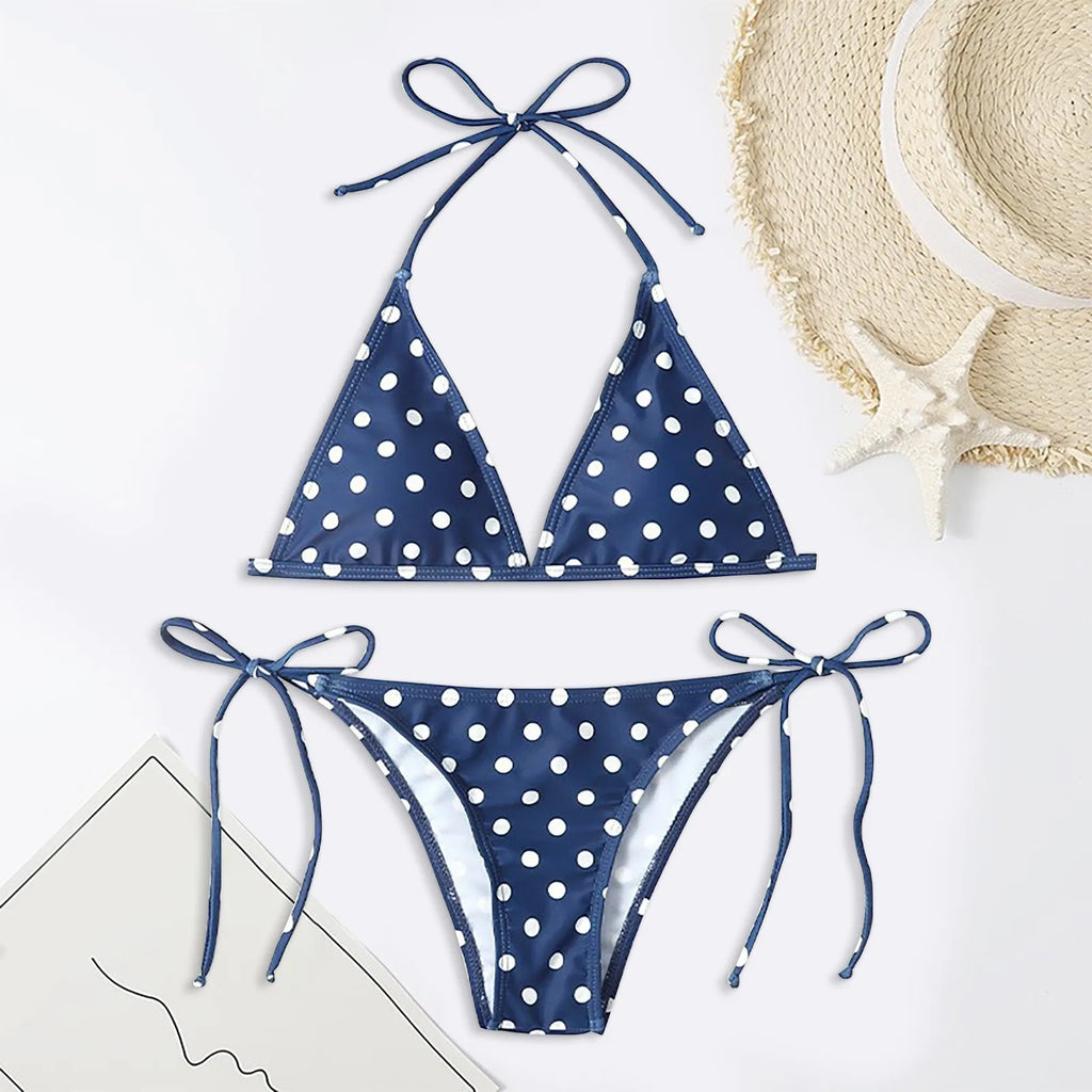 Polka Dot Sexy Bikini Sets Women's Swimsuit Push-Up Padded Bra Thong Bathing Suit Brazilian Beachwear Dots Print Swimming Suit