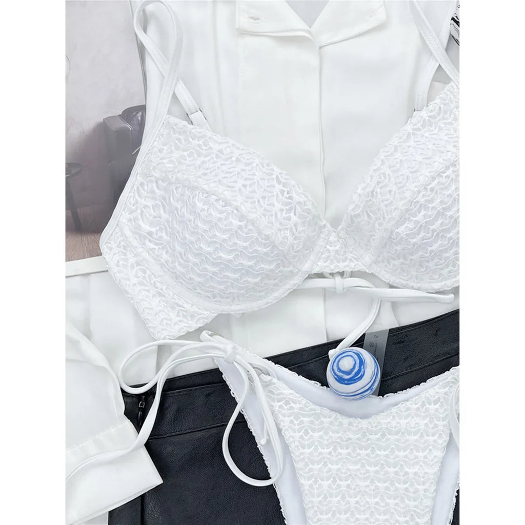Wrinkled Underwired Brazilian Bikini Female Swimsuit Women Swimwear Two-Pieces Bikini Set Bather Bathing Suit Swim Lady V3999