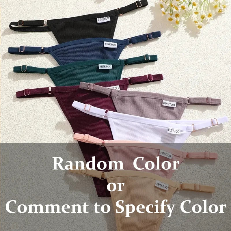 5PCS Women's Panties Cotton Thongs Adjustable Waist Sexy G-String Solid Color Seamless Intimate Female Underpants Lingerie S-XL