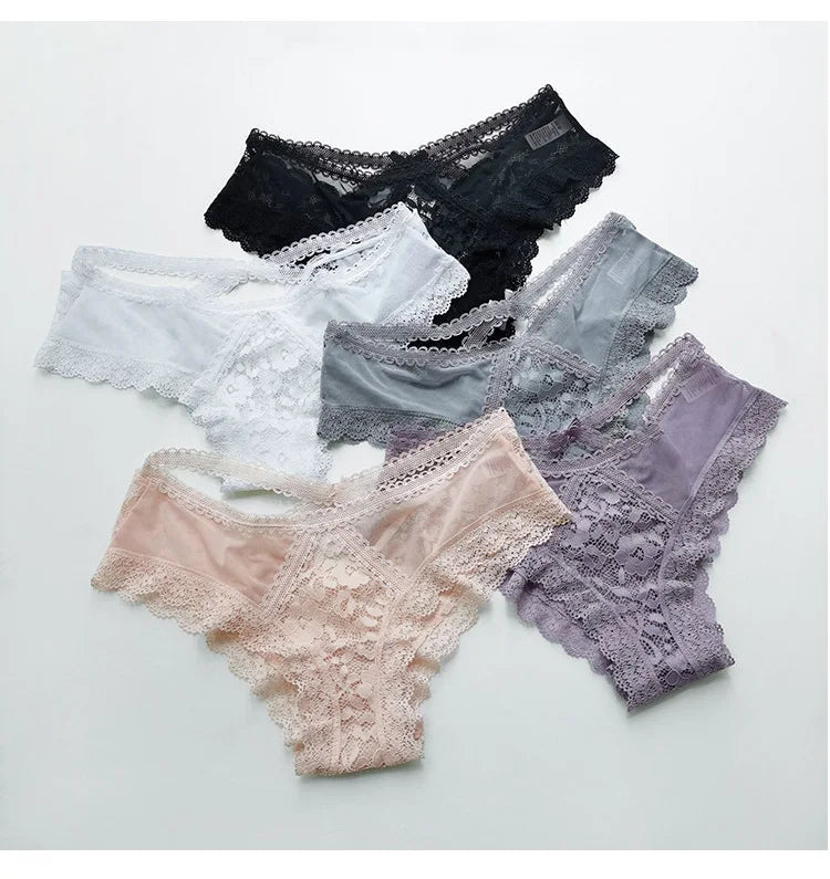 Lace Thin Sexy Girls Panties Seamless Women Briefs Thong Hollow Out G String Underwear Transparent Female Low Waist Lingerie
