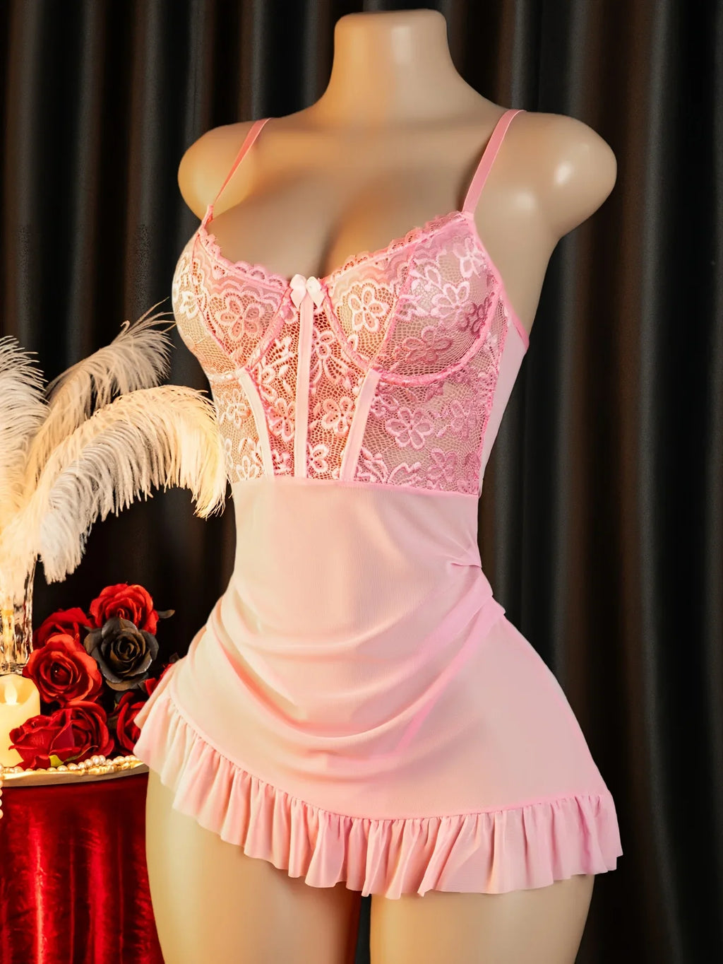 A Set Of Corset-style Lace Nightgowns Steel Ring Push-up Breast Shapewear Underwear Pajamas Ms elegant Irregular Fishtail drees