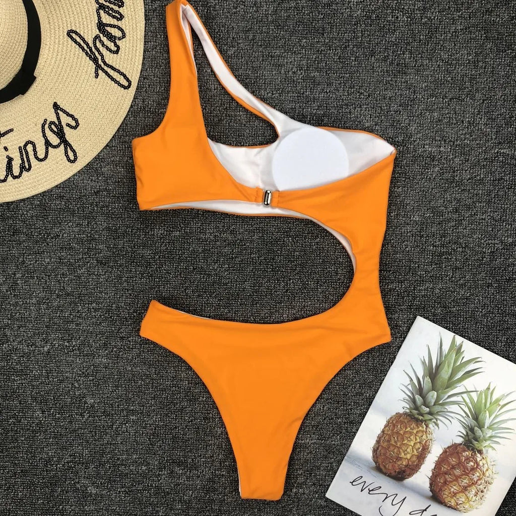 2026 Asymmetric One Shoulder Women Swimwear One Piece Swimsuit Female Monokini Bather High Cut Out Bathing Suit Swim Bodysuit