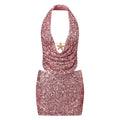 Summer Women Party Evening Sequins Outfits Backless Halter Low Cut Vest and Pencil Skirt Sets Y2K Aesthetic Clothes