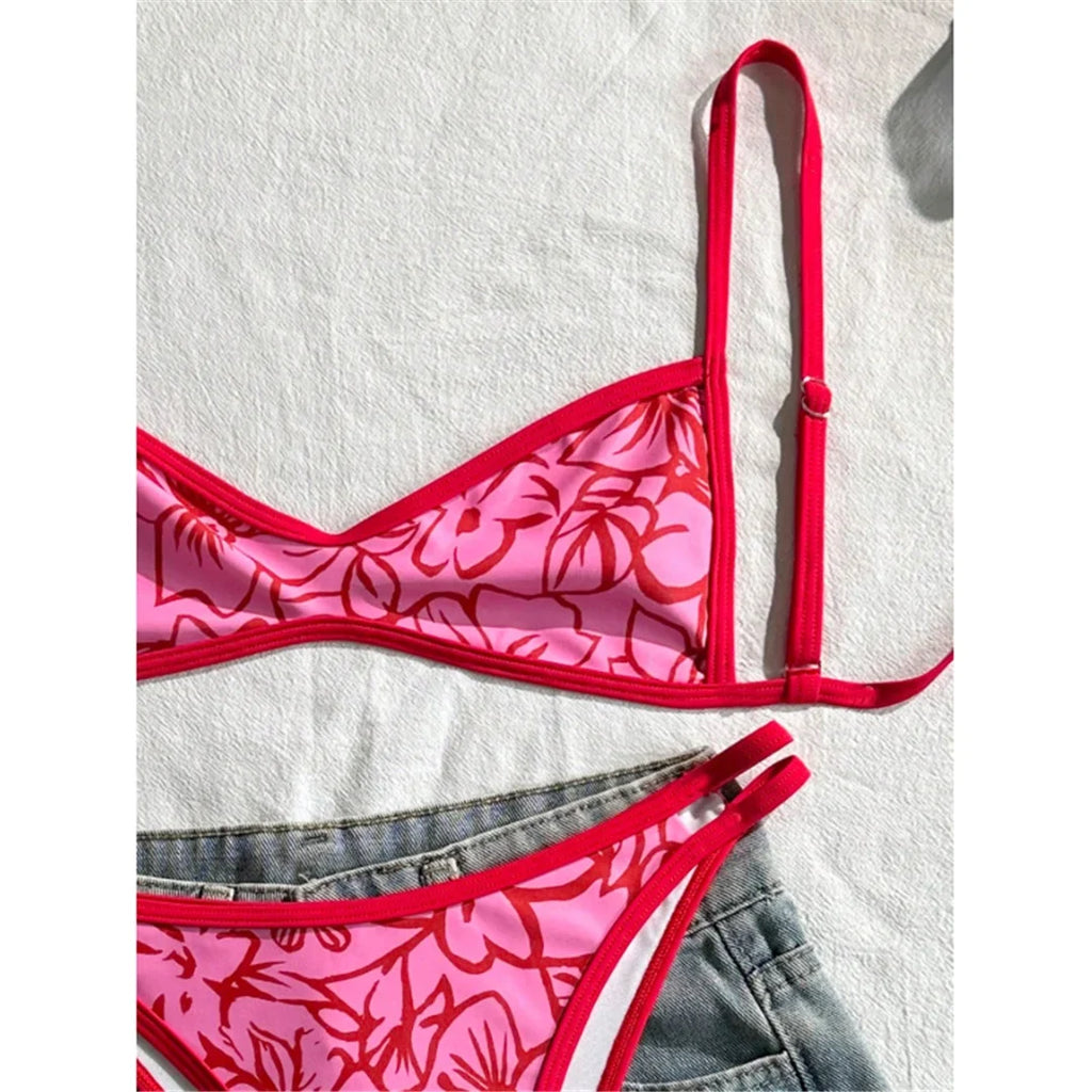 S - XL 2026 Sexy Printed High Leg Cut Bikini Female Swimsuit Women Swimwear Two-Pieces Bikini Set Bather Bathing Suit Swim V8037