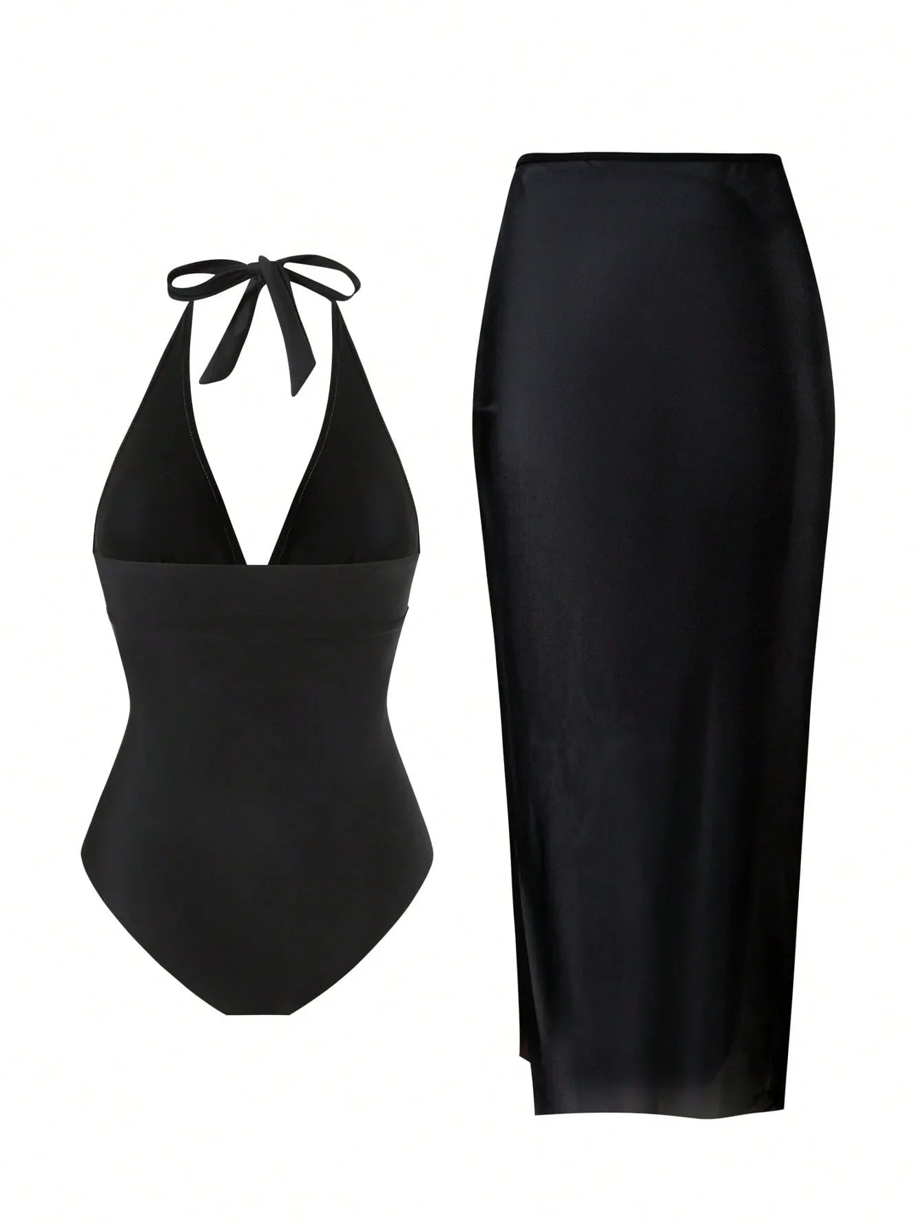 Vintage Black White Long Skirt Swimwear Sets Women Deep V Neck Starfish Hollow Out Bathing Suit Holiday One Piece Swimsuit 2026