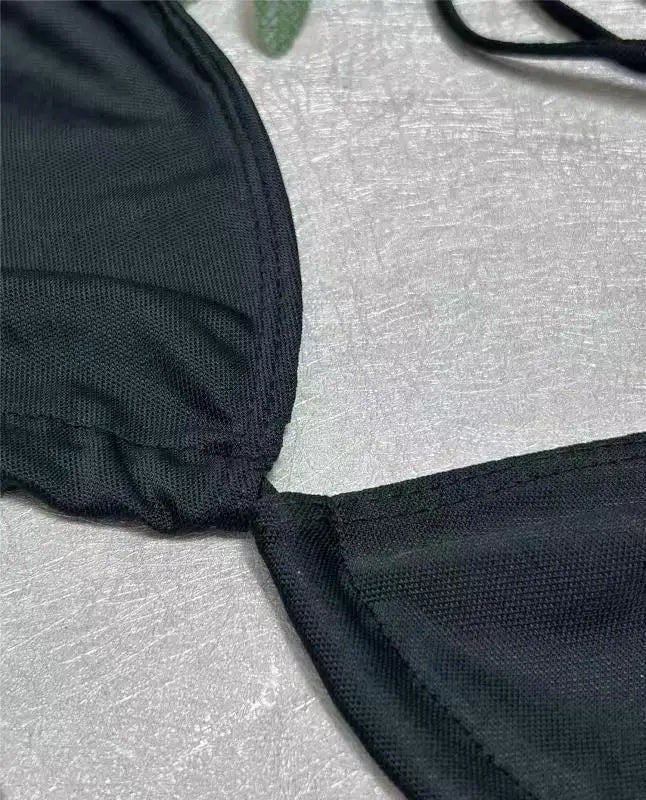 Women's Sexy Beach Bath Sunbathing Rope Two Piece Bikini Swimsuit Sexy Swimsuit Halter Neck Triangle Top String Bikini Set
