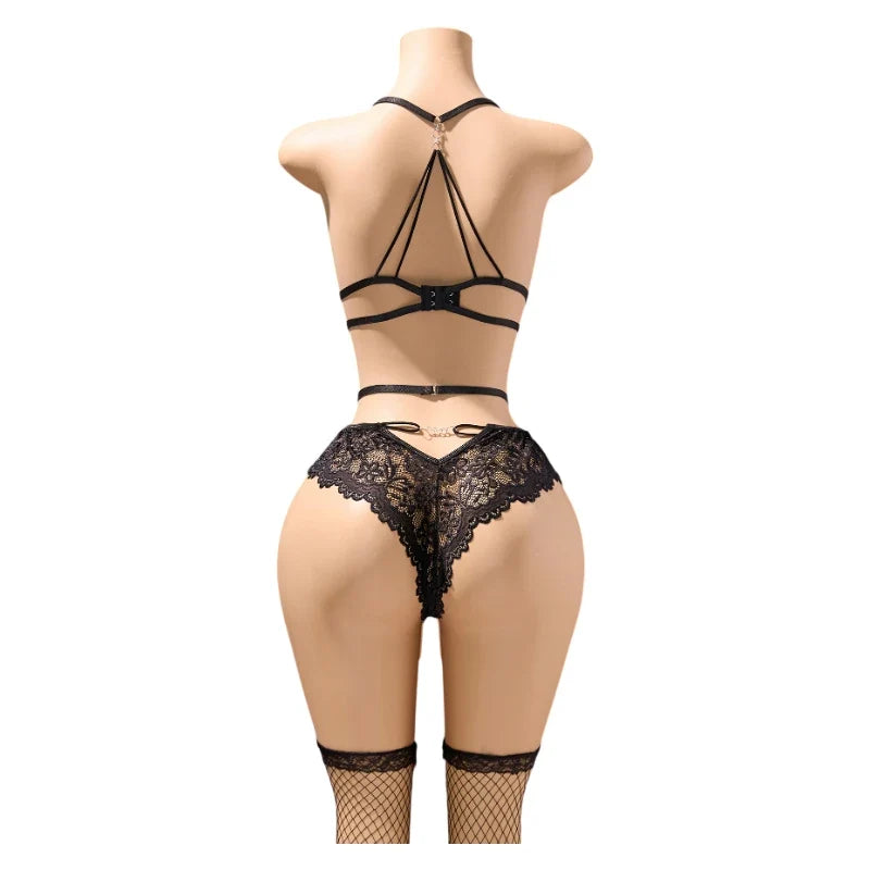 18 Sexy Erotic Lingerie Women Bra And Panty Garters See Through Lingerie Sets Role Play Female Thin Sexy Bras Underwear Set