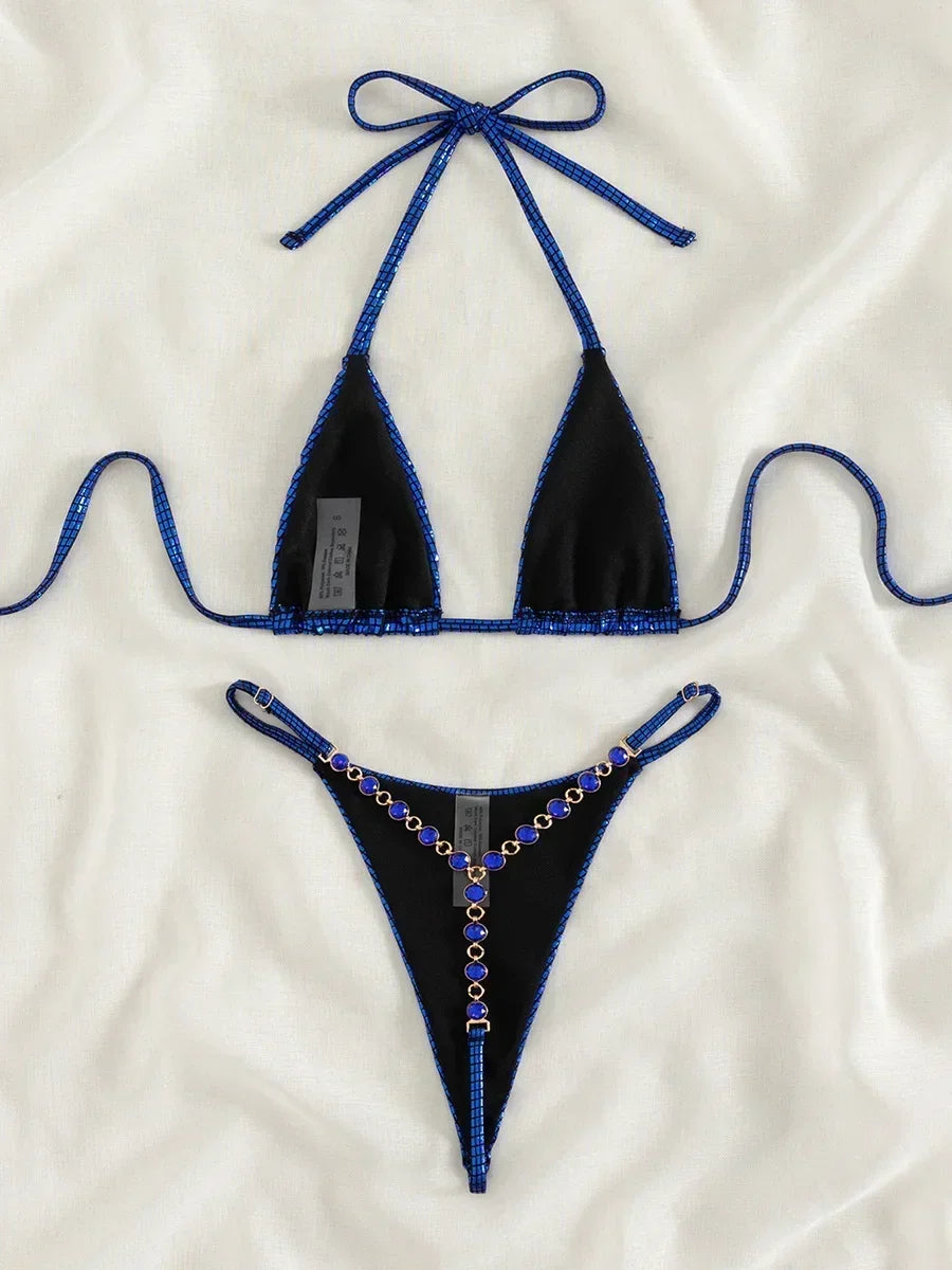 Sexy Extreme Mini Micro Thong Bikini 2025 Diamond Bikinis Female Swimsuit Women Swimwear Two-pieces Bikini Set Bathing Suit Swim