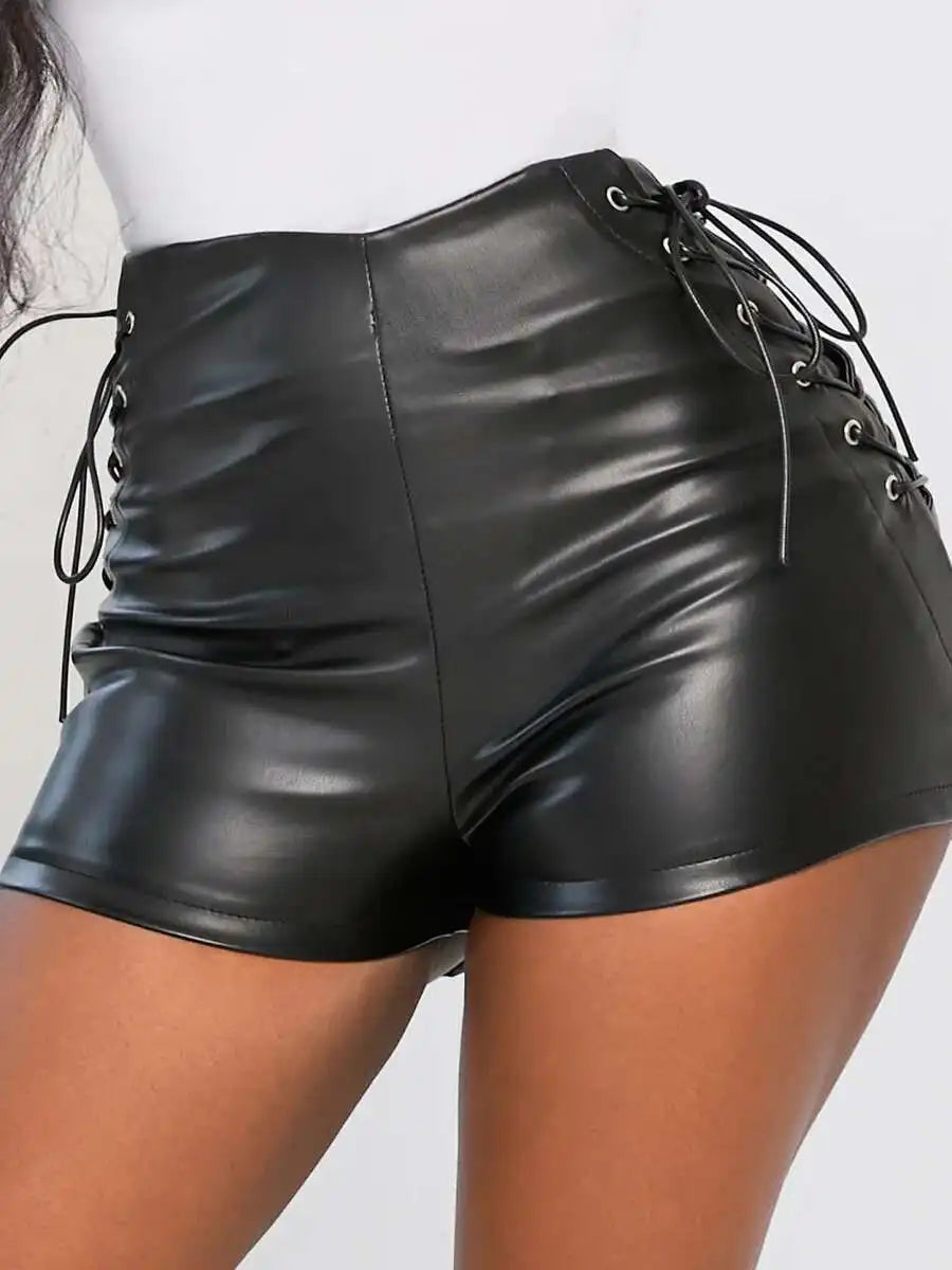 New Solid Color High Waist Elastic Shorts Women's Tight Casual Shorts Thin Drawstring Pure Desire Casual Charming Shorts NWSV