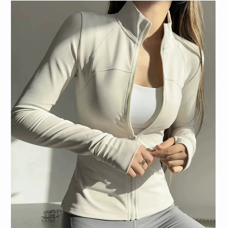 Women's High-End Yoga Fitness Suit Standing Collar Long-Sleeved Sports Jacket for Active Wear And Exercise