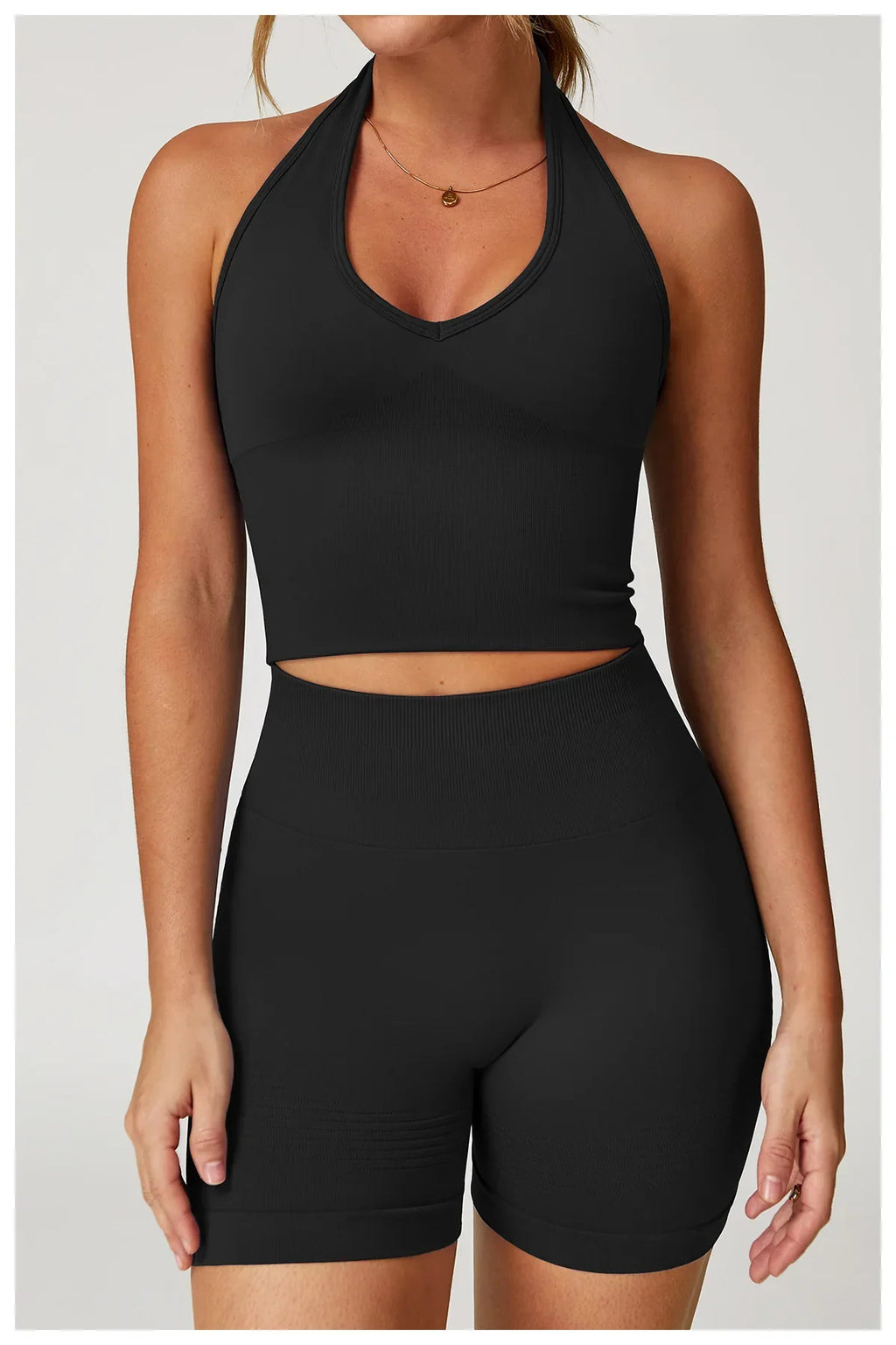 Seamless High Stretch Sports Bra Women Halter Yoga Bra Padded Backless Sports Bras Gym Crop Top Push Up Workout Yoga Tops Woman