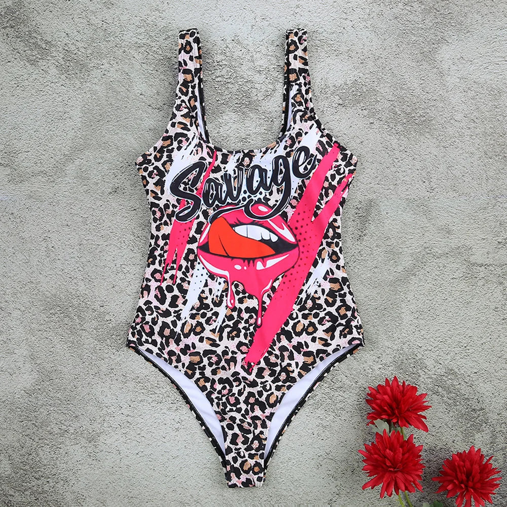 2023 One Piece Swimsuit Women Swimwear Push Up Monokini Sexy Bodysuit Leopard Print Bathing Suit Backless Beachwear Female
