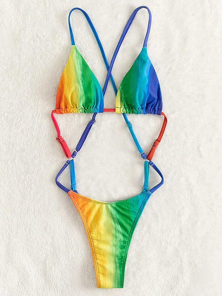 High Cut Out G String Female Swimwear One Piece Swimsuit Women Mini Micro Thong Monokini Bather Backless Bathing Suit Swim Wear