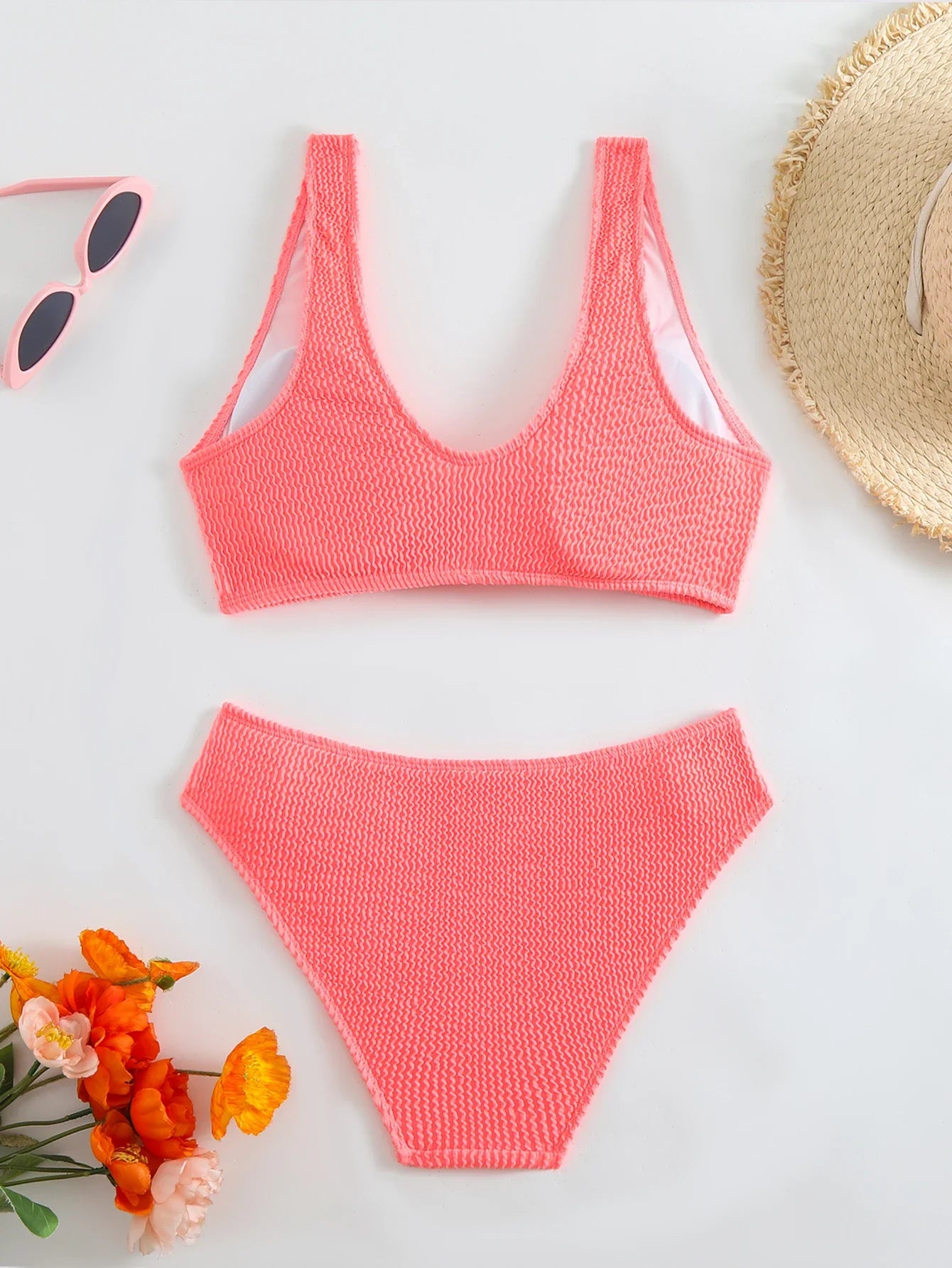 High Waist Bikini 2026 Women Sporty Swimsuit Solid Sexy Striped Swimwear Female Bathers Bathing Swimming Swim Suit Beachwear