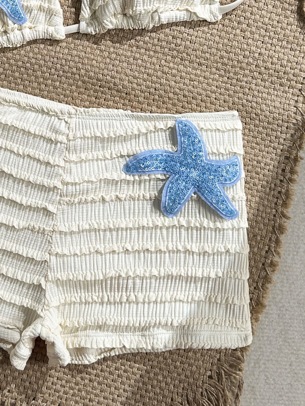 Vintage Two Piece Bikini Set 2026 Women White Black Starfish Ornament Push Up High Waist Swimsuit Holiday Bathing Suit Swimwear