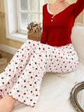 Women Sleepwear  Long Sleeve T-shirt with Long Trouses Set Autumn Winter Pajamas Set Homewear Femme Loungewear