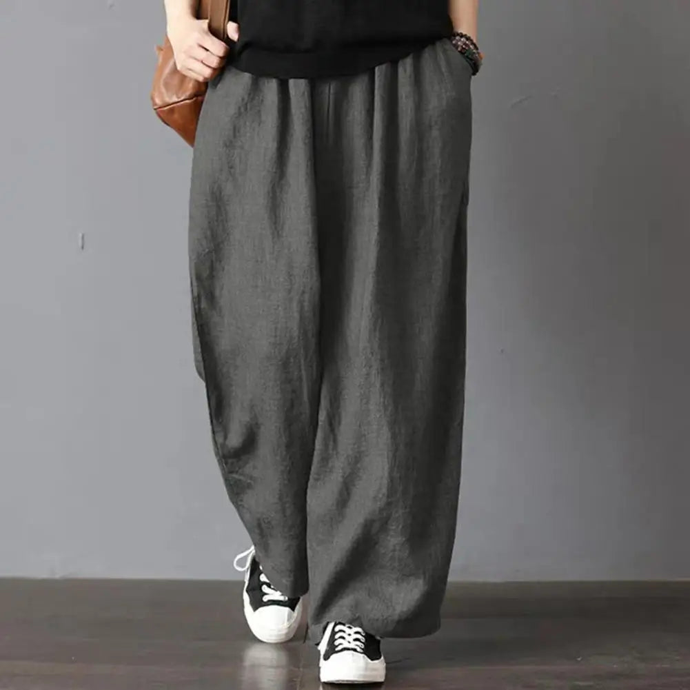 Casual Wide Leg Trousers Women Solid Long Pants Breathable Comfortable Loose Leisure Harem Pants for Outdoor